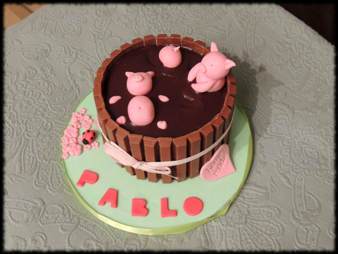 Tarta de cerditos en barril para "Pablo"