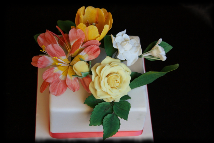 Tarta con flores con Yocuna