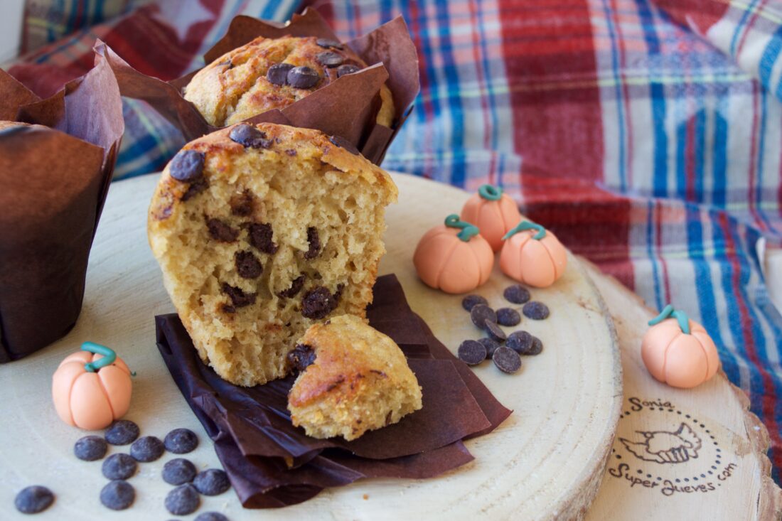 Muffins de calabaza con pepitas de chocolate